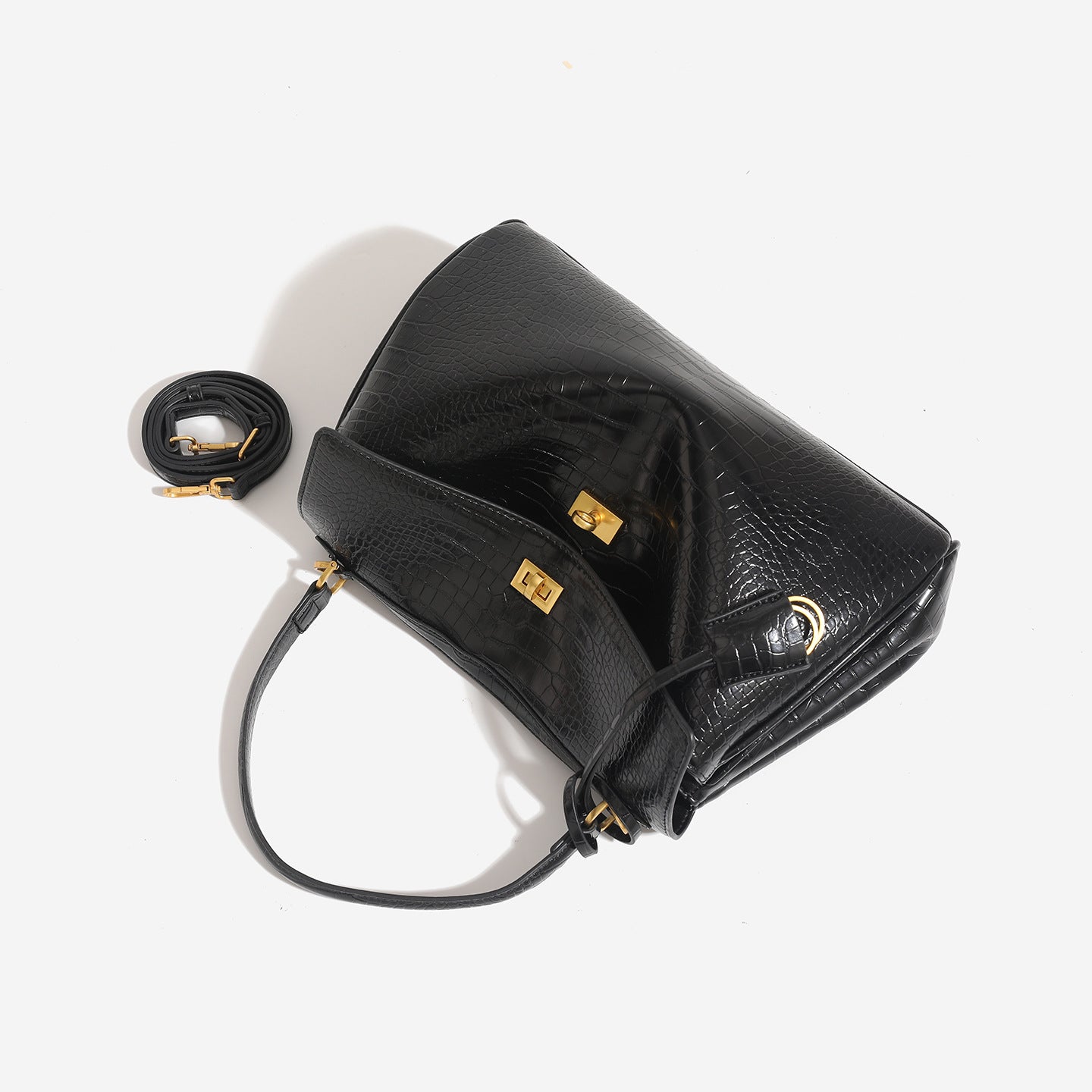 Women's Niche Idle Style Suede Crocodile Pattern Large Bags