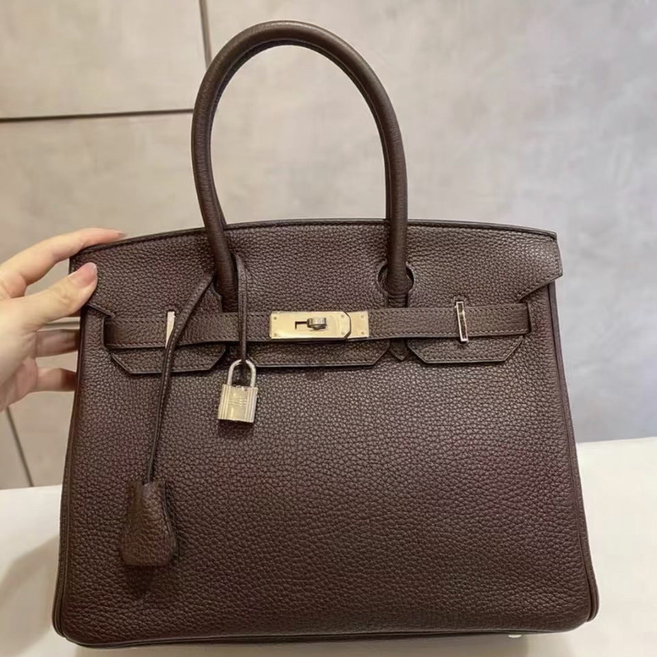 Women's Cowhide Large Capacity Kelly Fashionable Genuine Bags