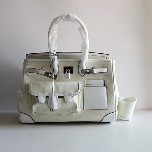 Retro Canvas Stitching Drawstring Top Layer Handbags