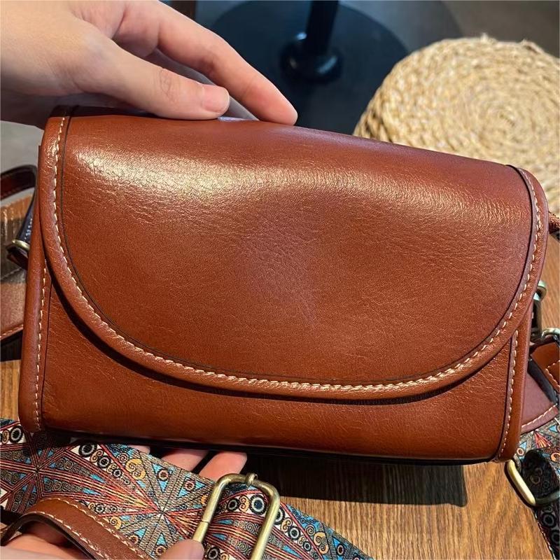 Women's Summer Leather Veil Wide Strap Cow Crossbody Bags