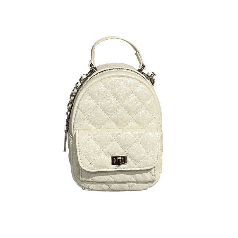 Women's Textured Western Style Summer Chain Rhombus Backpacks
