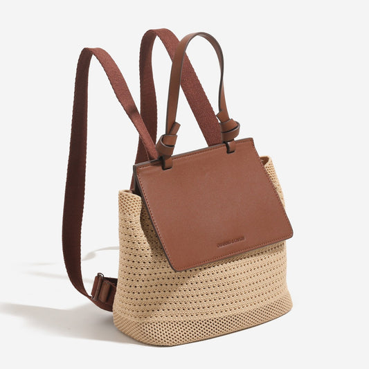 Women's Seaside Vacation Beach Woven Straw Hollow Backpacks