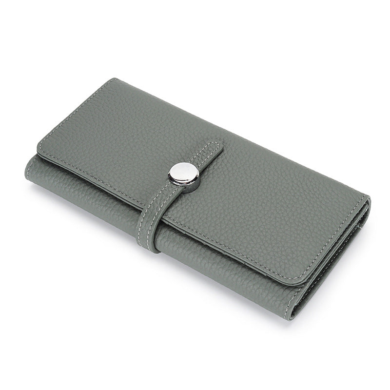 Women's Real Leather Long Large Capacity Pure Purses