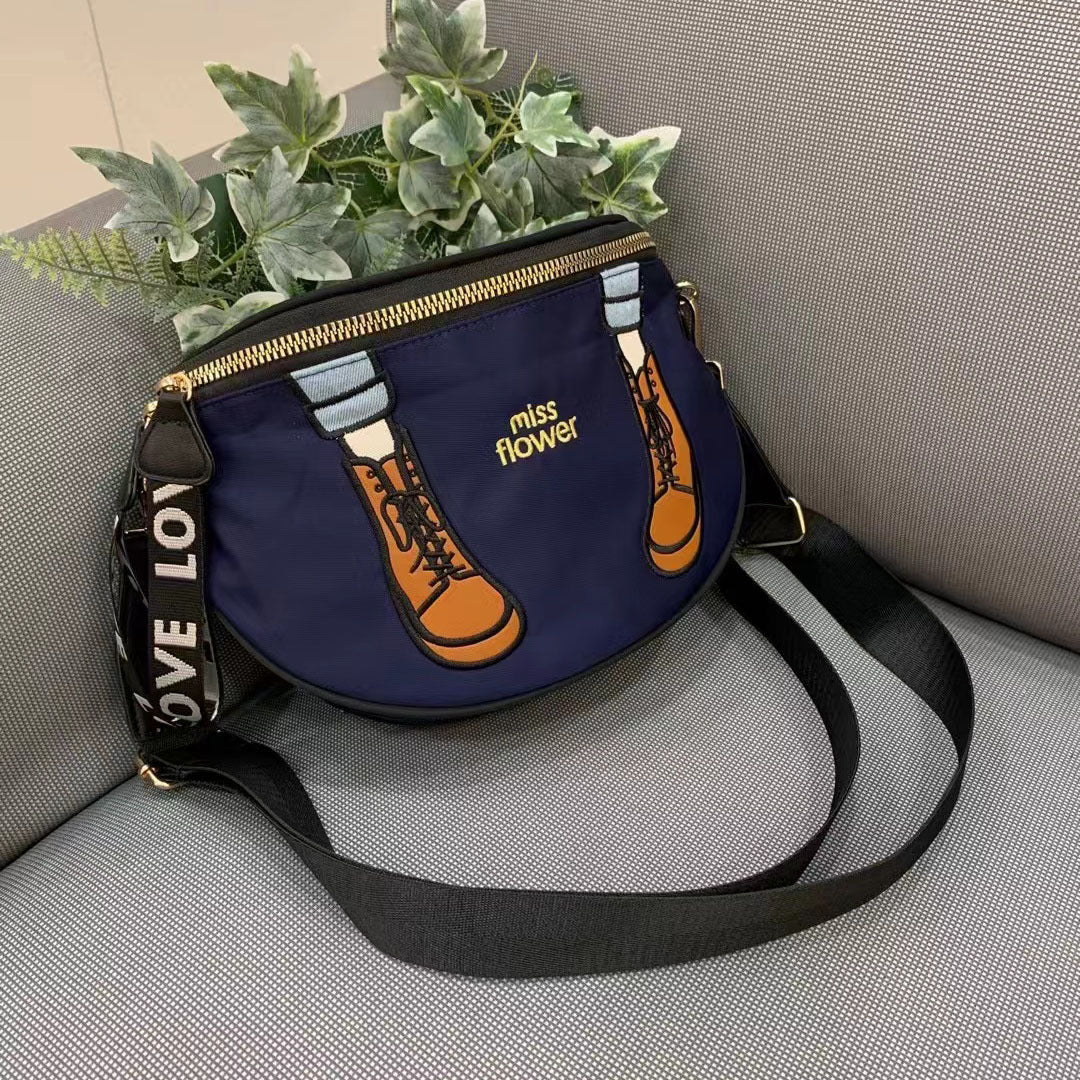 Women's Korean Nylon Fabric Semicircle Niche Personality Crossbody Bags