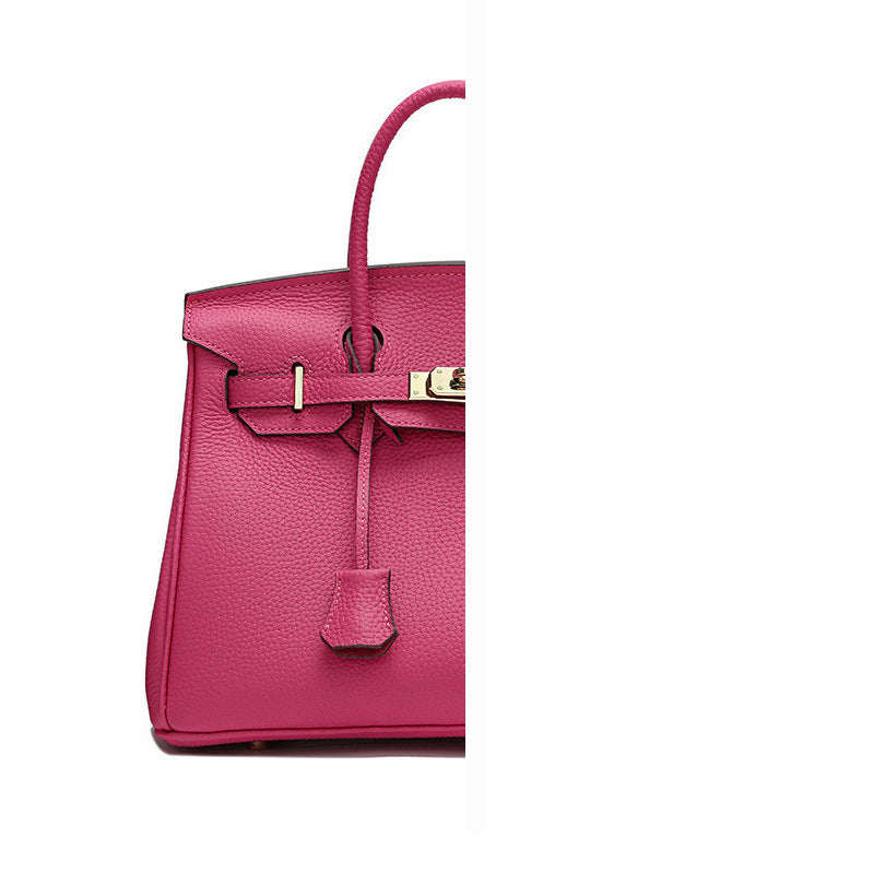 Women's Genuine Leather First Layer Cattlehide Fashion Litchi Handbags