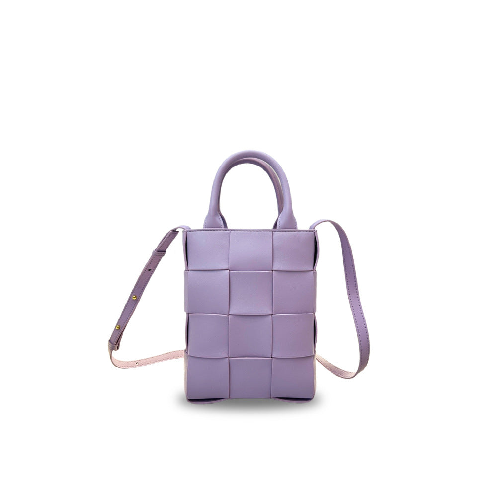 Women's Authentic Leather Weave Portable Korean Style Crossbody Bags