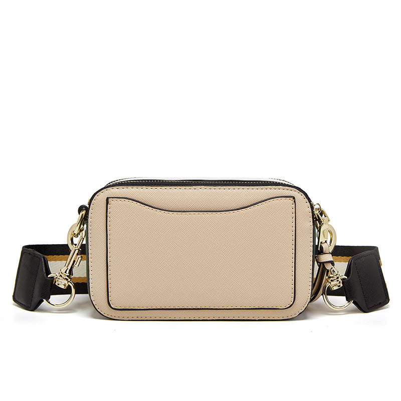 Women's J Cross Pattern Contrast Color Wide Strap Shoulder Bags