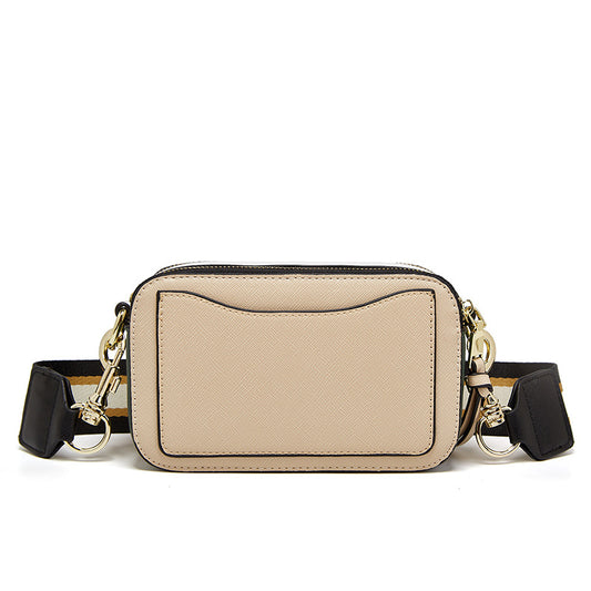 Women's J Cross Pattern Contrast Color Wide Strap Shoulder Bags