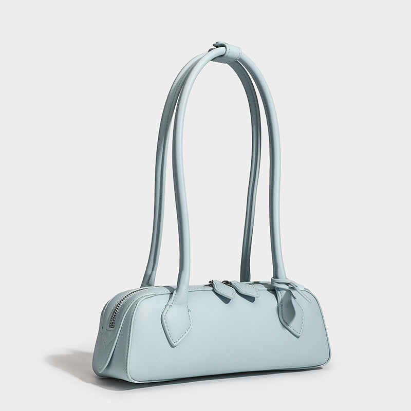 Women's Cowhide French Style Sausage Retro Underarm High Shoulder Bags