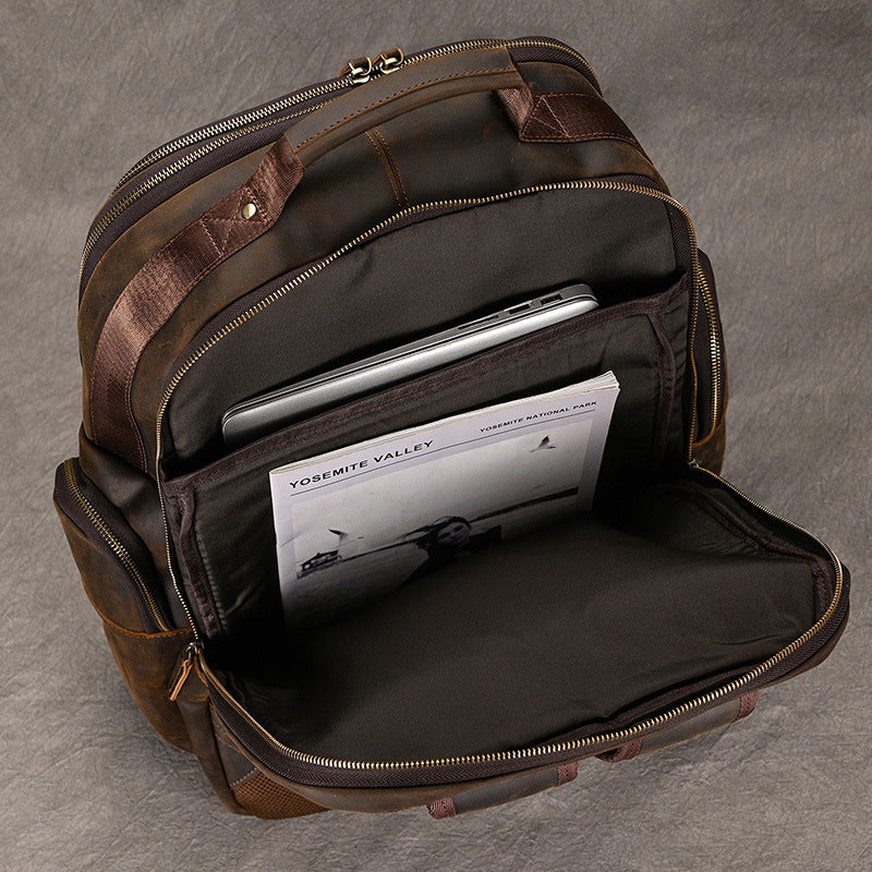 Men's Crazy Horse Leather Large Capacity Vintage Backpacks