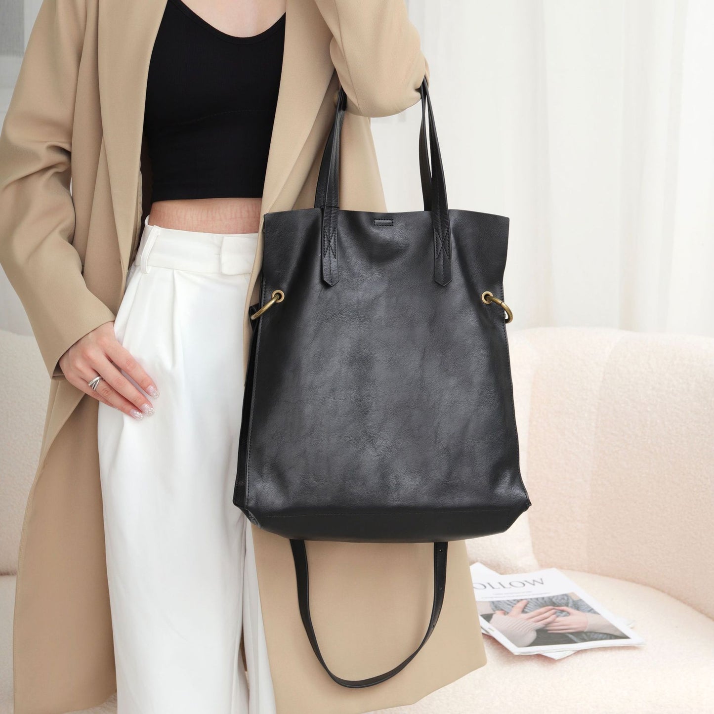 Women's Genuine Leather Fashion Retro Plant Simple Versatile Shoulder Bags