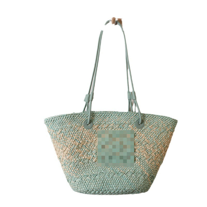 Women's Large Capacity Straw Gradient Woven Vacation Shoulder Bags