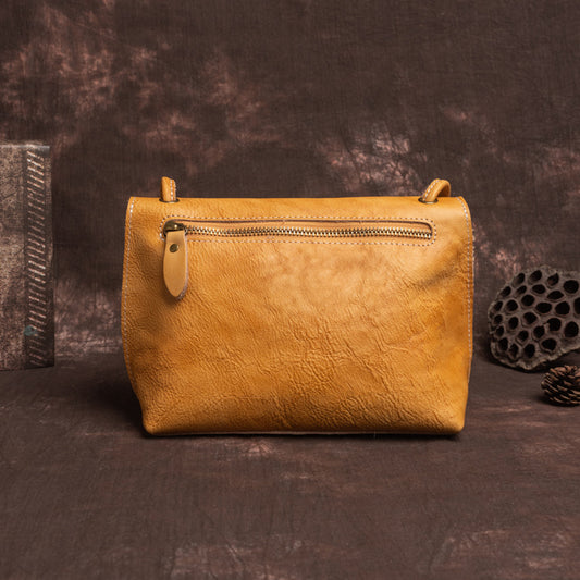 Women's Cow Leather Handmade Vegetable Tanned Retro Crossbody Bags