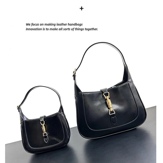 Women's Textured Niche Black Fashionable High-grade Underarm Shoulder Bags