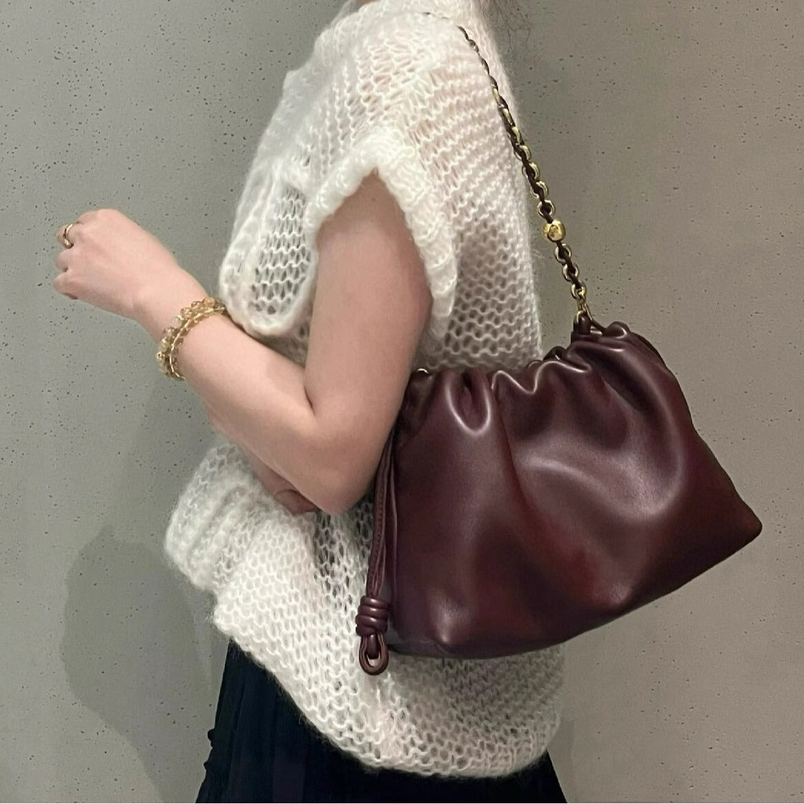 Women's High Quality Cloud Drawstring Lucky Underarm Crossbody Bags