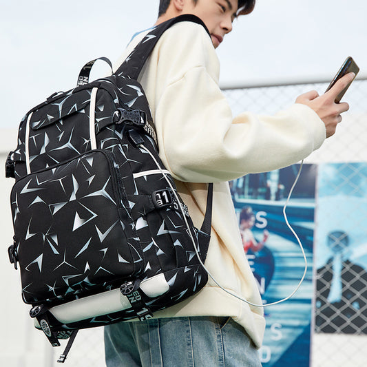 Men's Thermal Transfer Printing High Waterproof Computer Backpacks