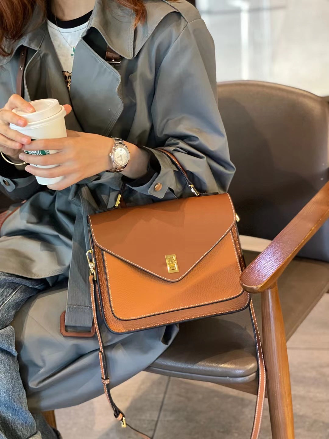 Women's Soft Genuine Leather Surface Two Pieces Handbags