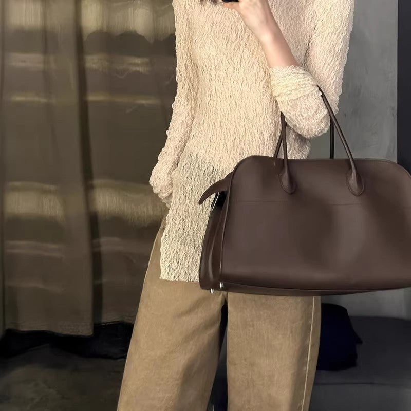 Women's Horizontal Cowhide Large Capacity Commuter Handbags