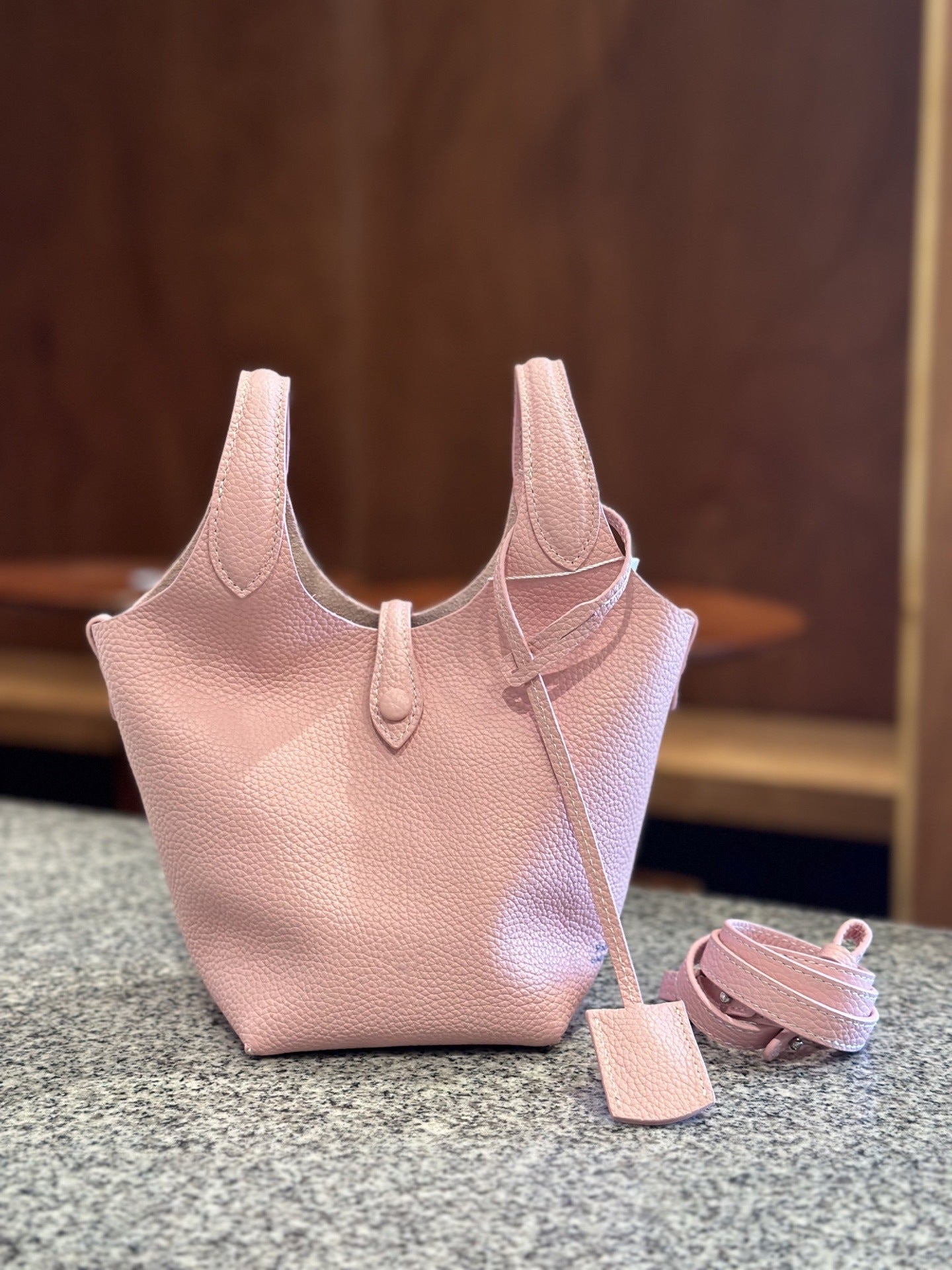 Layer Cowhide Vegetable Basket Large Capacity Bags