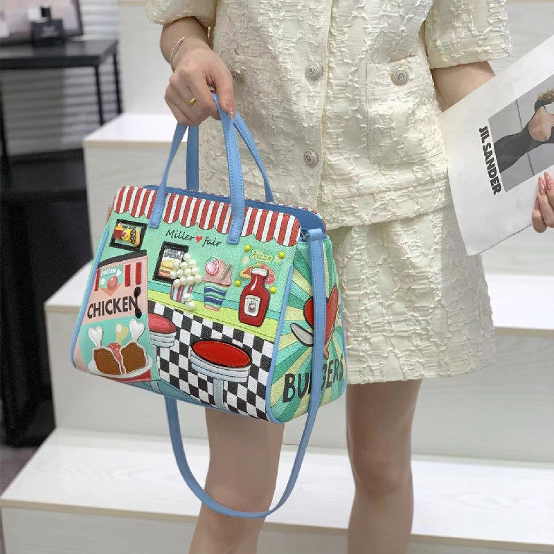 Women's Embroidered Fashion Color Matching Contrast Crossbody Bags