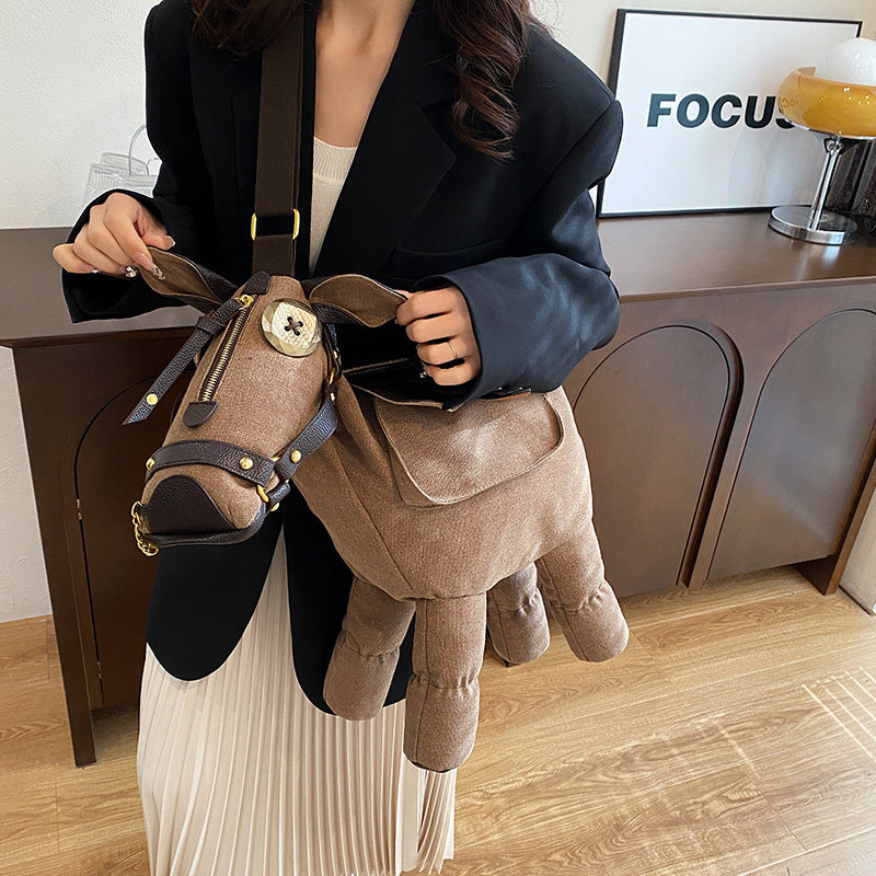 Women's Cartoon Funny Donkey Large Capacity Shoulder Bags