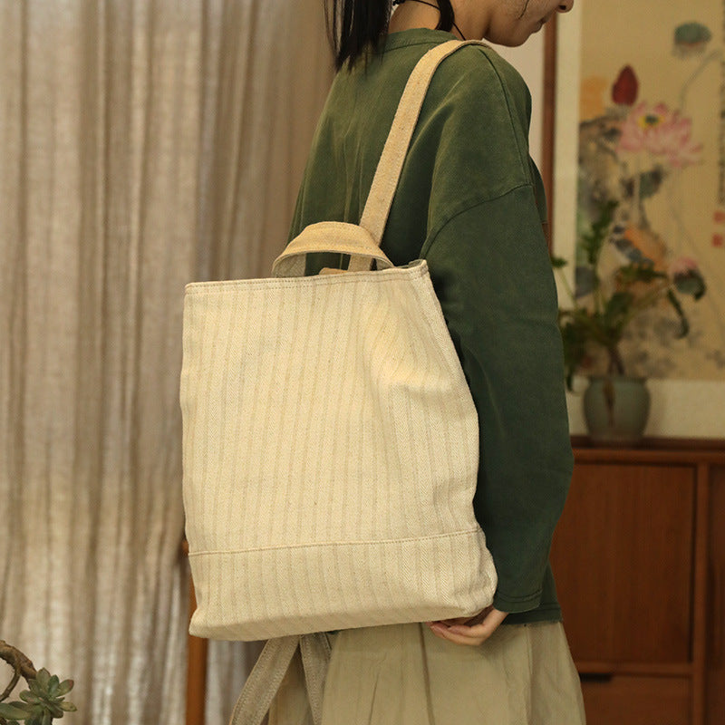 Women's Cotton Linen Simple Korean Style Large Backpacks