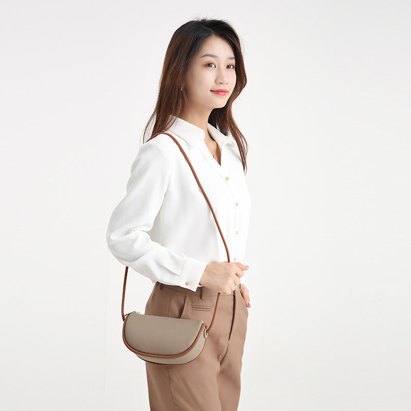 Women's Leather Simple Dumpling Niche Moon First Shoulder Bags