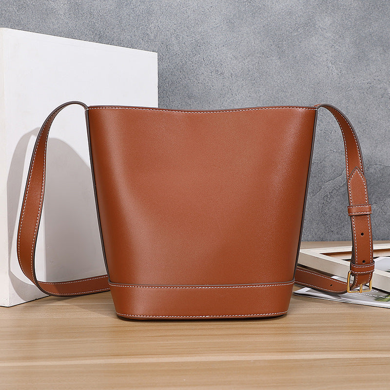 Capacity Arc Genuine Leather Graceful Fashionable Shoulder Bags