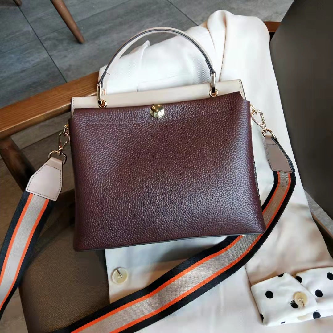 Women's Contrast Color Versatile Large Capacity Top Handbags