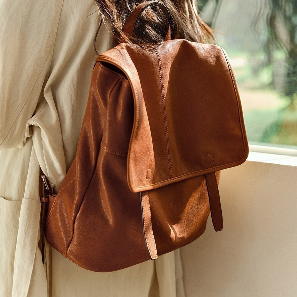 Women's & Men's & Vegetable Tanned Series Vertical Large Capacity Backpacks