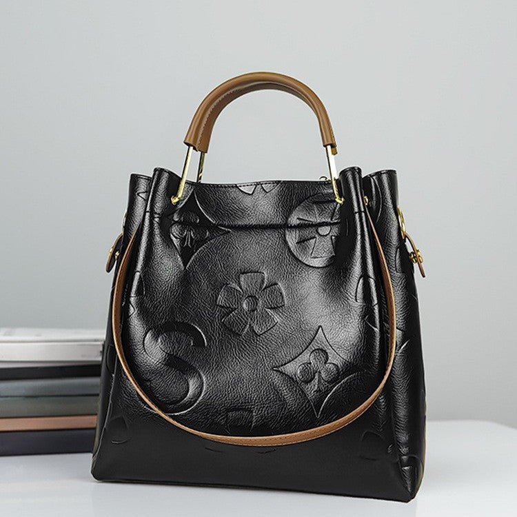 Women's High-grade Fashion Embossing Large Capacity Handbags