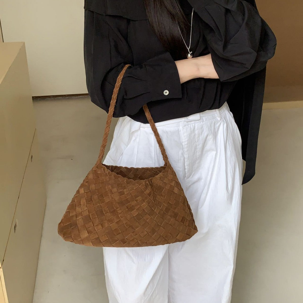 Women's First Layer Frosted Cowhide French Food Bags