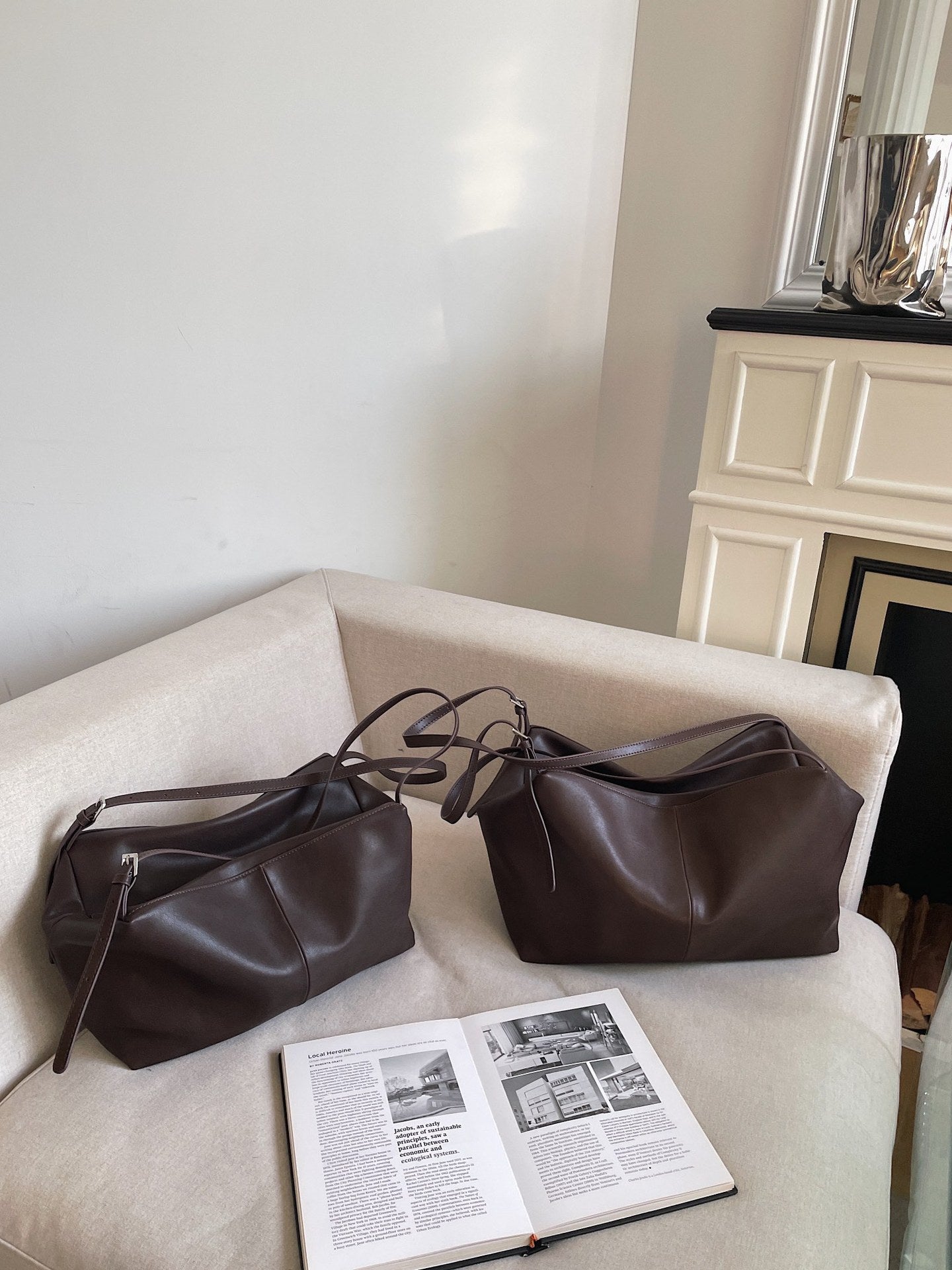 Cowhide Retro Lazy Style Soft Large Shoulder Bags