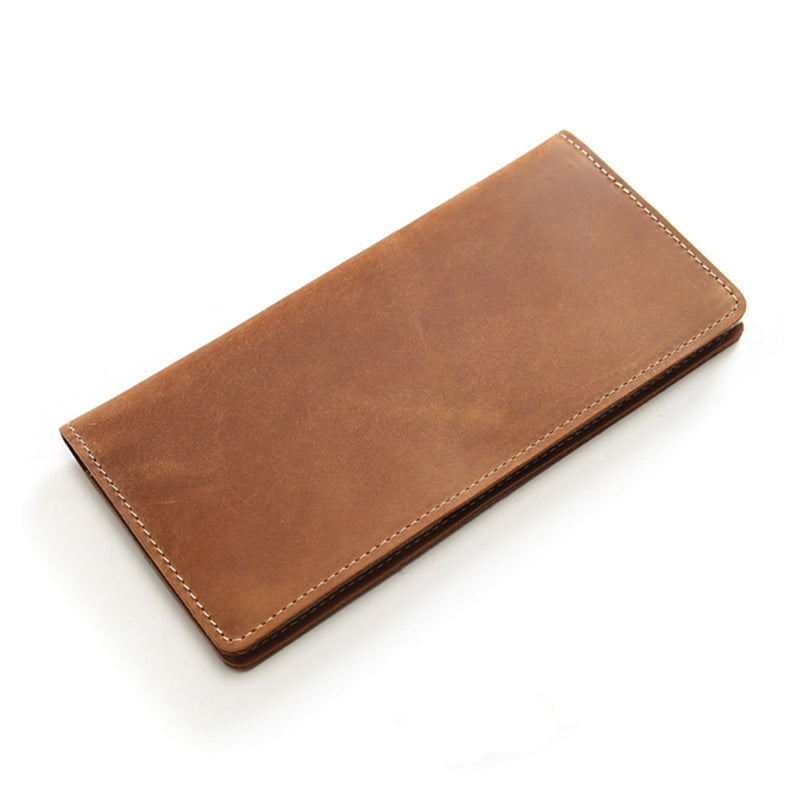 Men's Retro Leather Long First Layer Cowhide Simple Crazy Horse Men's Wallets