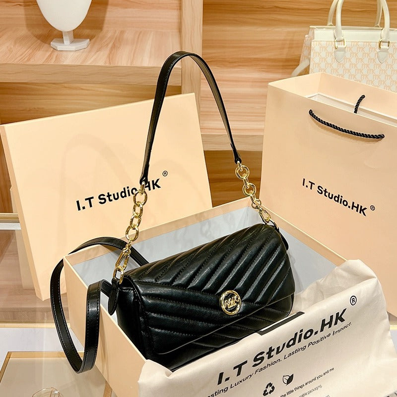 Women's Genuine Leather Simple Underarm Fashion Bags
