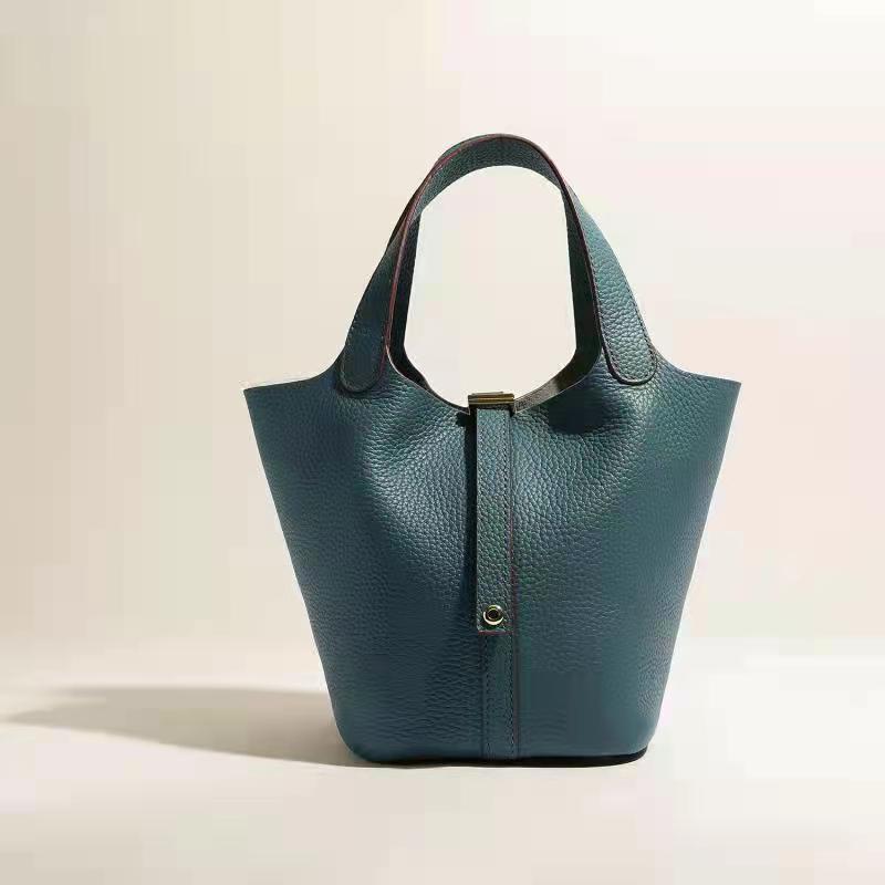 Women's Leather Vegetable Basket Layer Cowhide Large Handbags