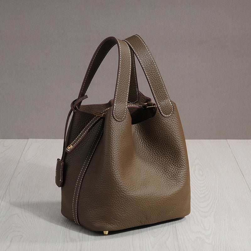 Lunch Trendy Head Layer Cowhide Vegetable Handbags