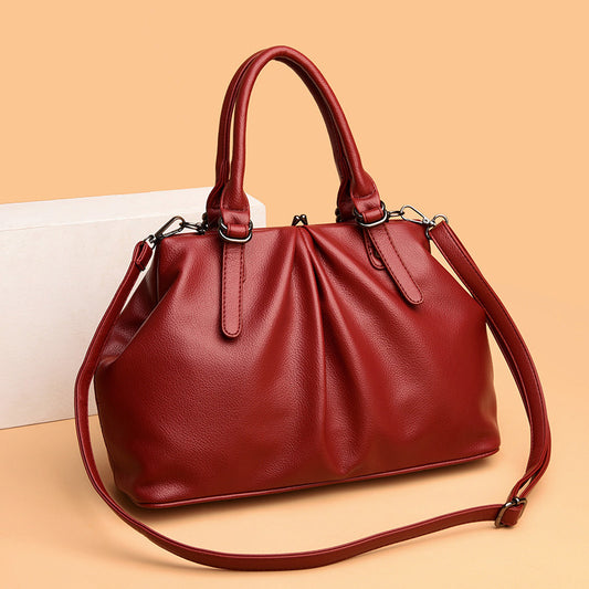 Women's Slouchy Elegant Female Clip Mouth Handbags