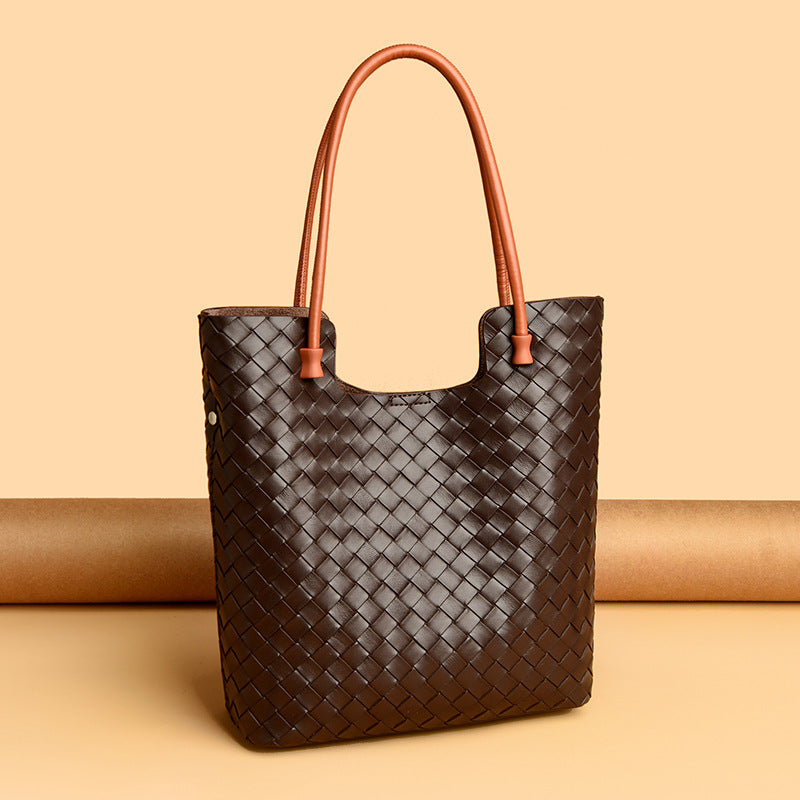 Women's Fashion Woven Large Capacity Simple Leather Crossbody Bags
