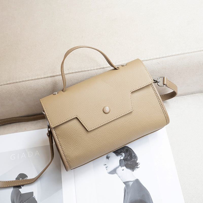 Women's First Layer Cowhide Versatile Minority Simple Handbags