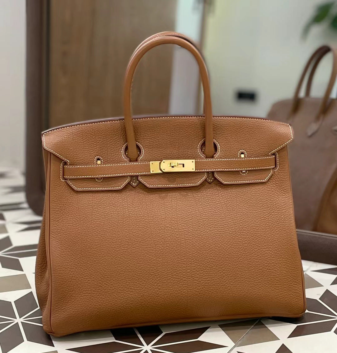 Women's Layer Cowhide Lychee Pattern Crocodile Portable Handbags