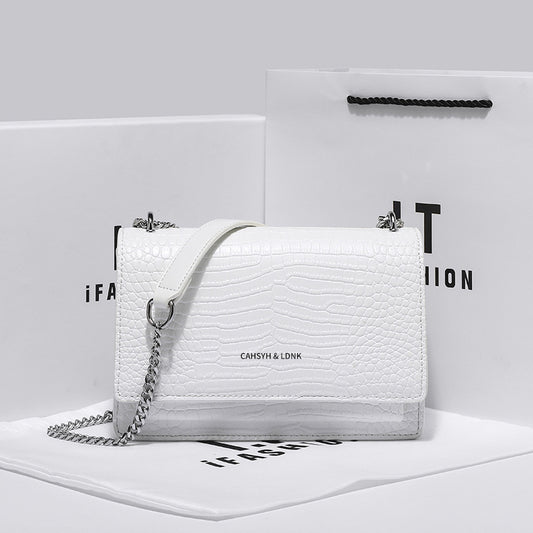 Women's Surrogate Shopping High-grade Genuine Leather Crocodile Pattern Versatile Chain Crossbody Bags