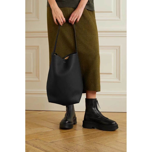 Top Layer Cowhide Lychee Pattern Large Shoulder Bags
