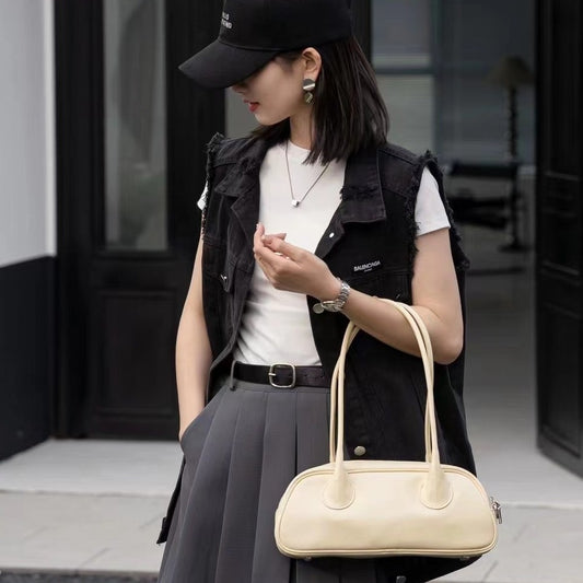 Women's Niche Genuine Leather Bowling Large Capacity Bags