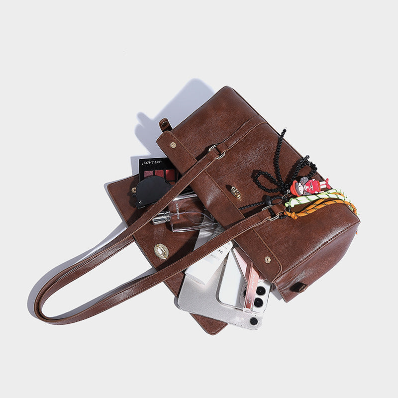 Style Retro Large Capacity Underarm High-grade Bead Pendant Shoulder Bags