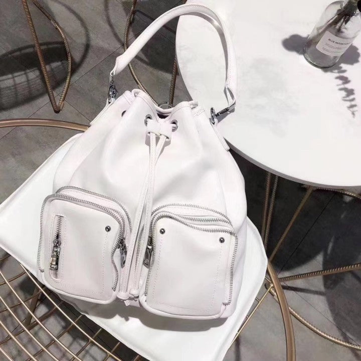 Women's Commute Leisure Simple Motorcycle Textured Leather Bags