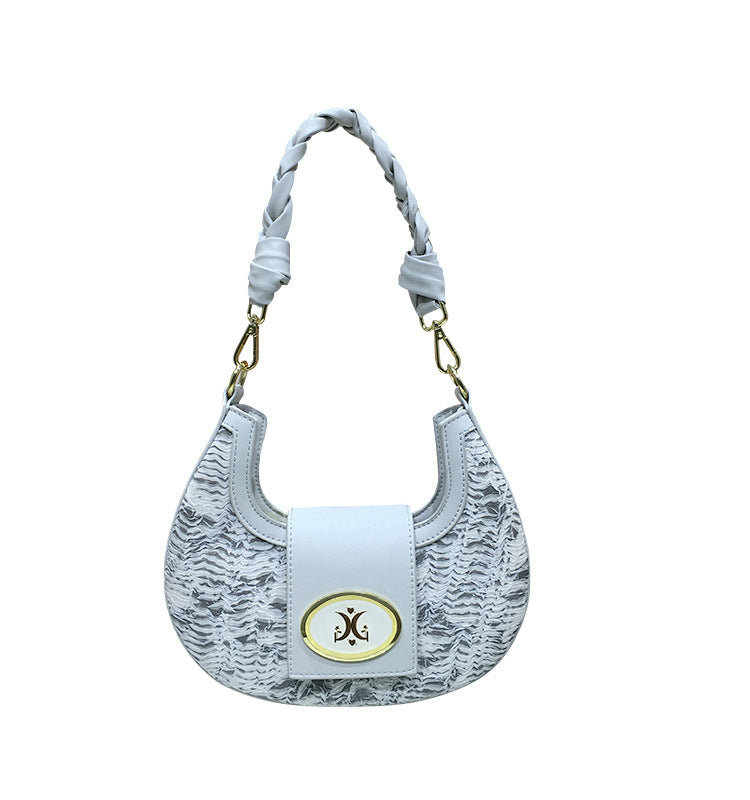 Women's Crescent Moon Hand-woven Twist Braid Shoulder Bags