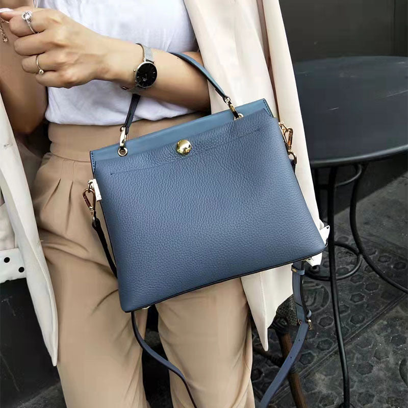 Women's Contrast Color Versatile Large Capacity Top Handbags
