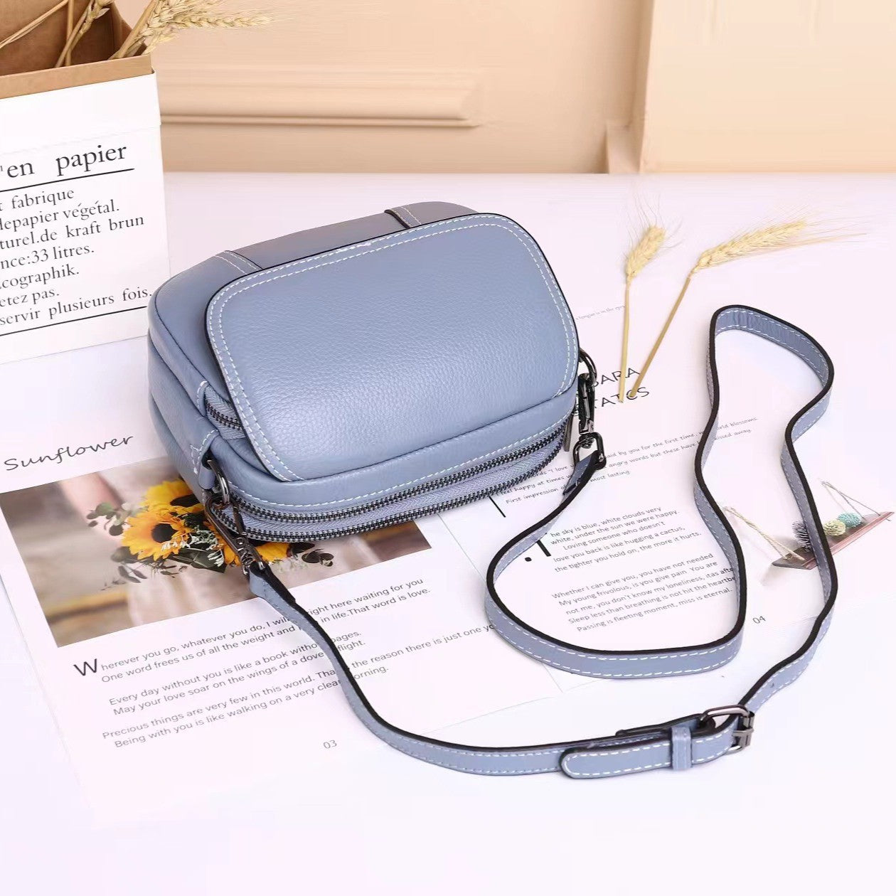 Women's Leather Korean Top Layer Cowhide Round Shoulder Bags