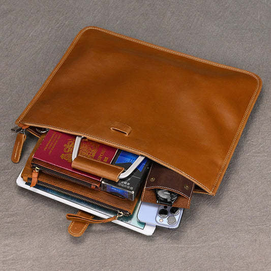Men's Retro Genuine Leather Horizontal Crazy Horse Men's Handbags